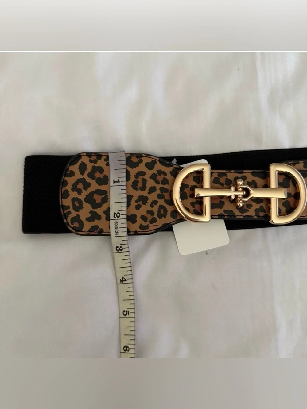 Animal print PU leather elastic waistband belt